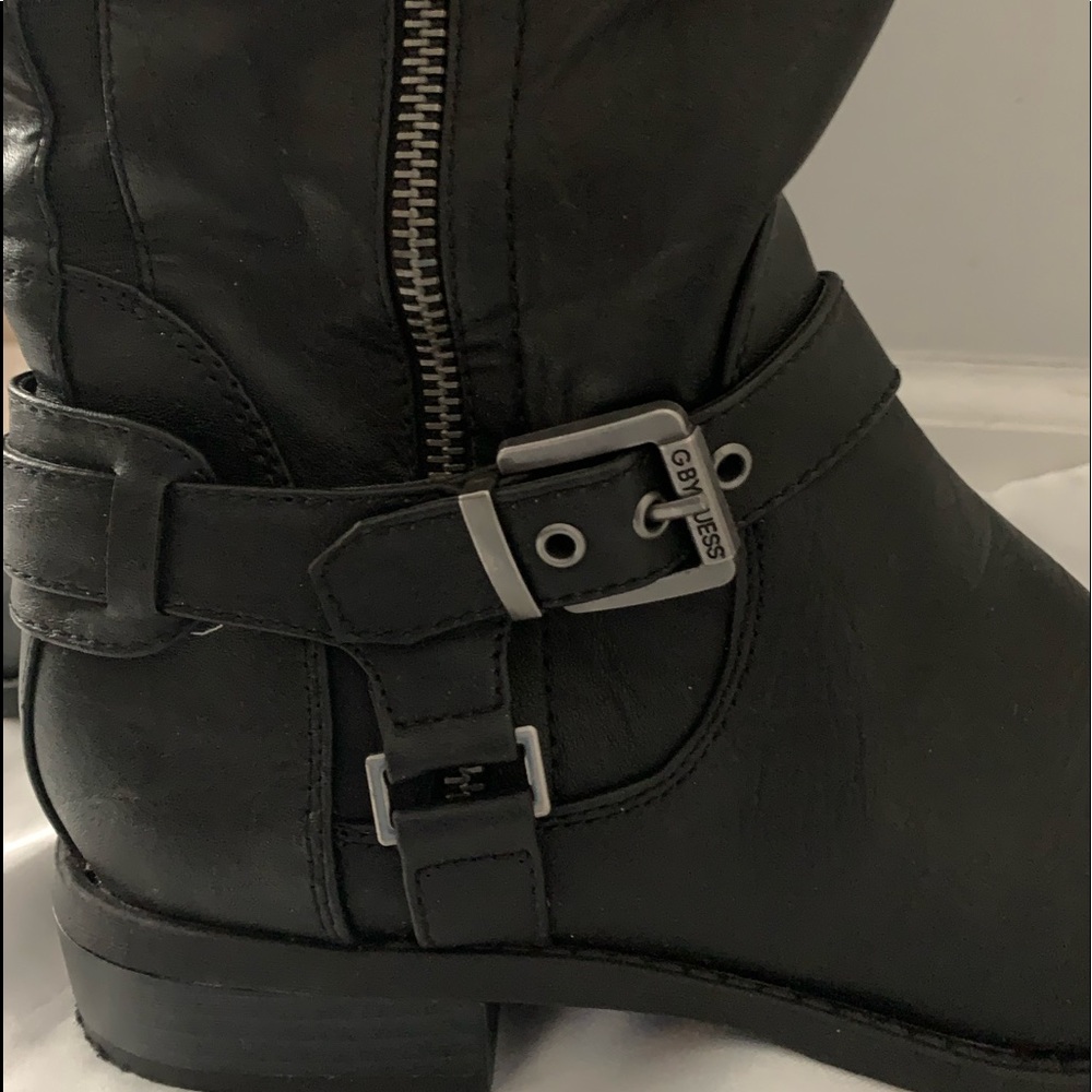 Guess, over-the-knee, black, buckles, zippers both sides, flat here